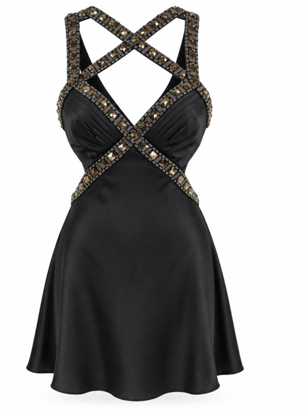 bebe Barbarella Jeweled Sexy Cutout Dress Size S
